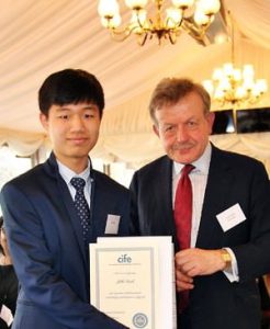 Lansdowne College student JiHo Park with Lord Lexden at 2016 CIFE awards ceremony Lansdowne-College-student-JiHo-Park-with-Lord-Lexden