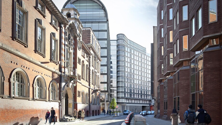 David Game College on its street in the City of London